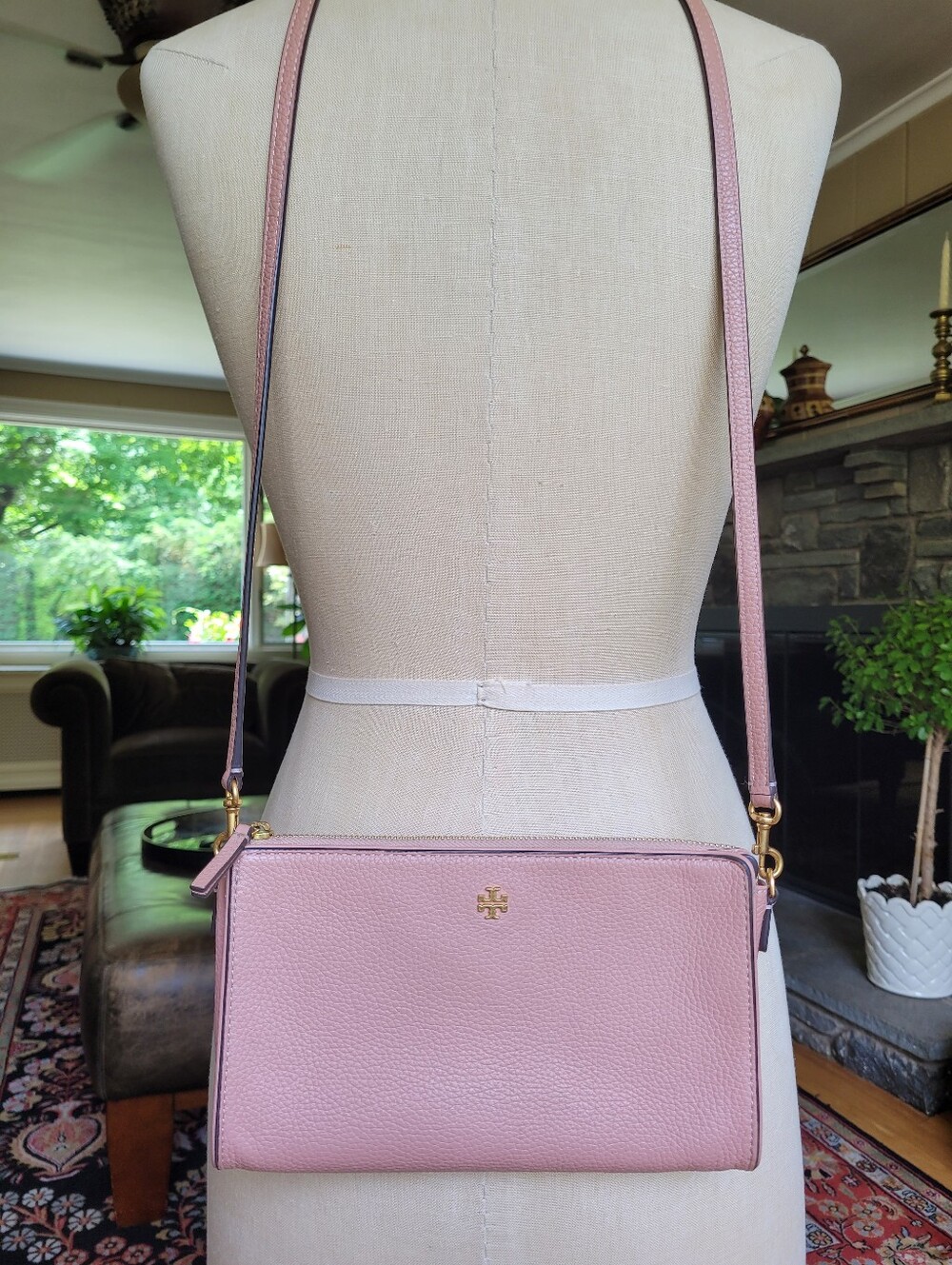 Tory Burch Kira Pebbled Leather Pink Crossbody Bag